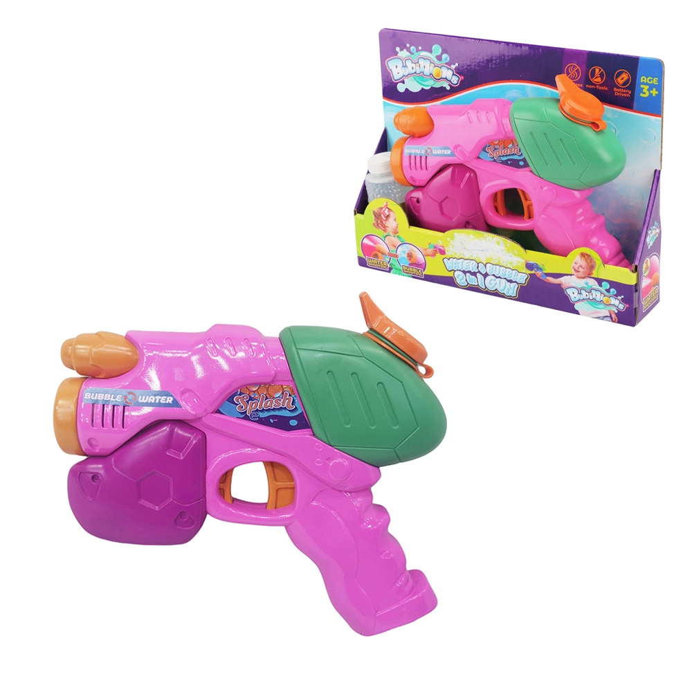 Summer Play Auto Electric Dual Function 2 in 1 Bubble Water Gun Machine With 120ml Bubble Water Plastic Toys Game for Boys and Girls 1