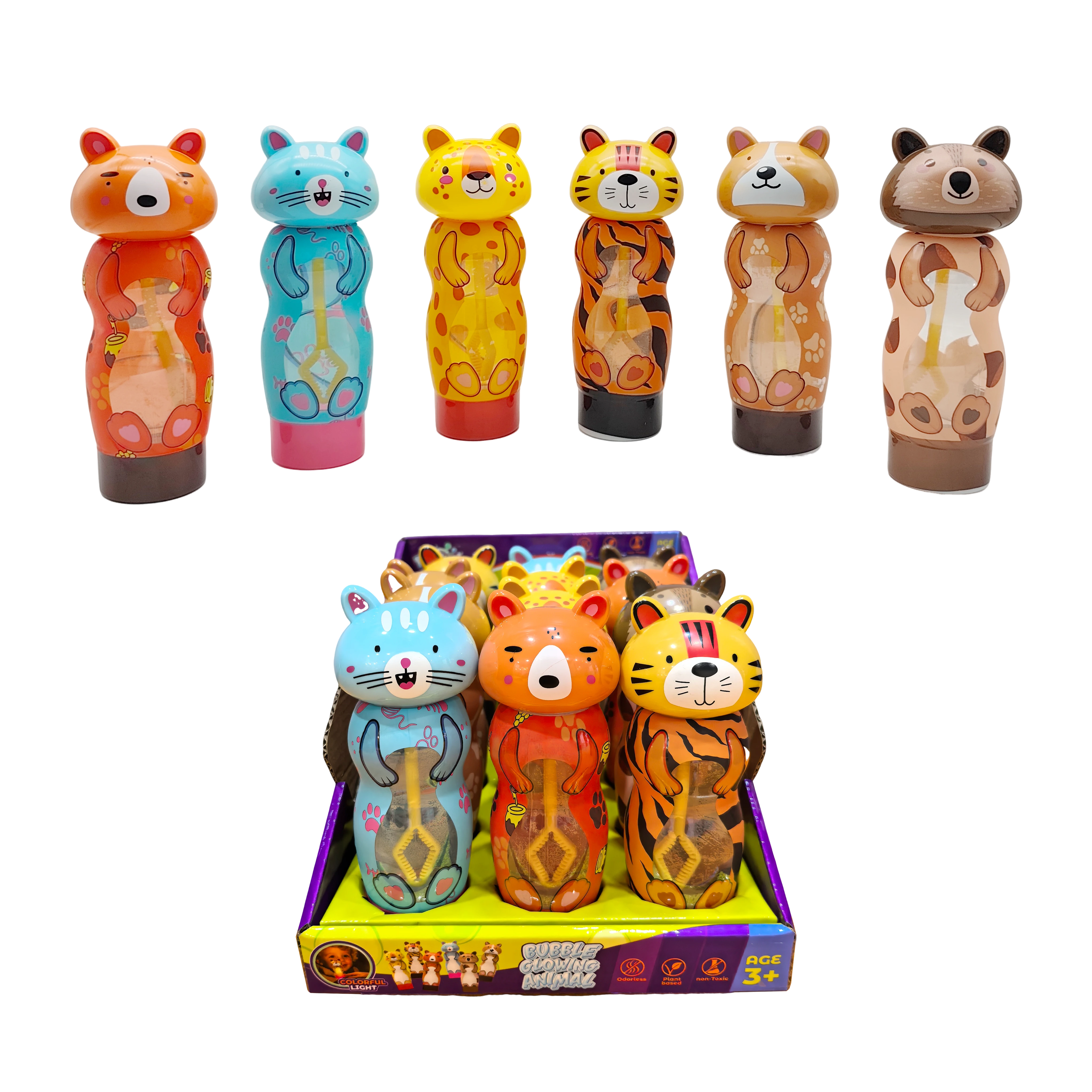 Coffret de jeu d&#39;été en plein air sur la plage : baignoire à bulles électrique avec animaux lumineux et baguette à bulles mignonne pour enfants 1