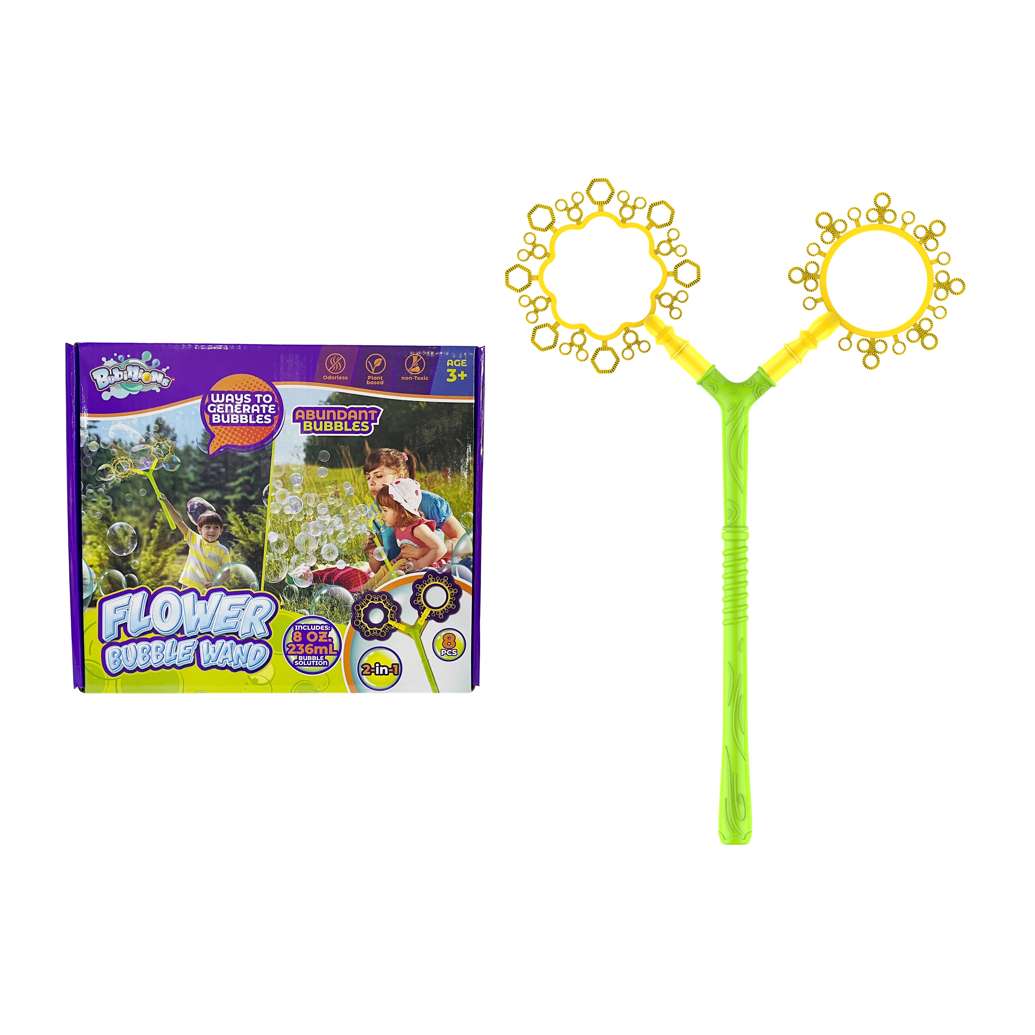 Jouet en plastique pour enfants, souffleur de bulles à 2 fleurs, vente en gros, tous types 1