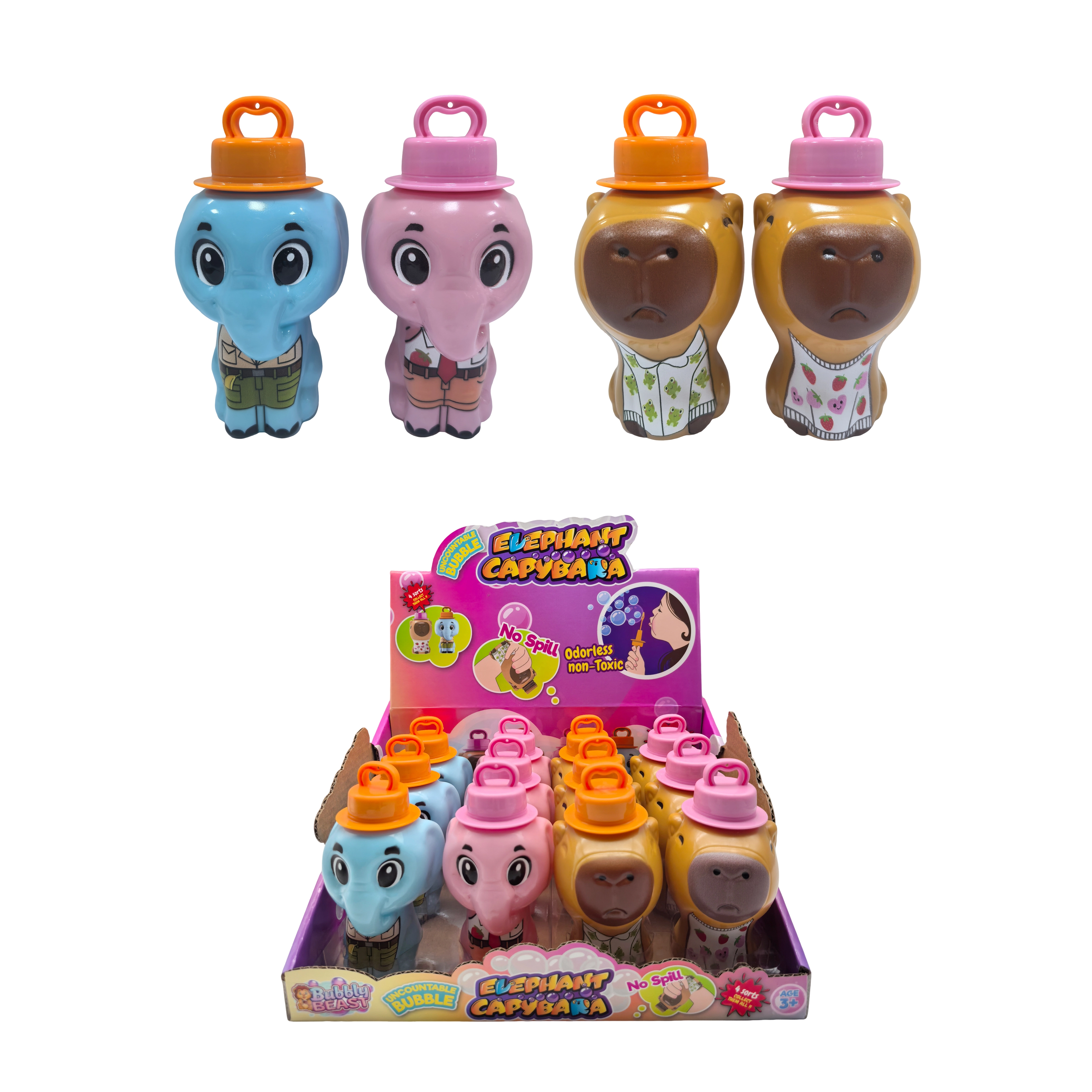 Customized Summer Beach Toys No Spill Bubble Elephant and Capibara Assorted Wand Toys Fun Plastic Bubble Game For Boys And Girls 1
