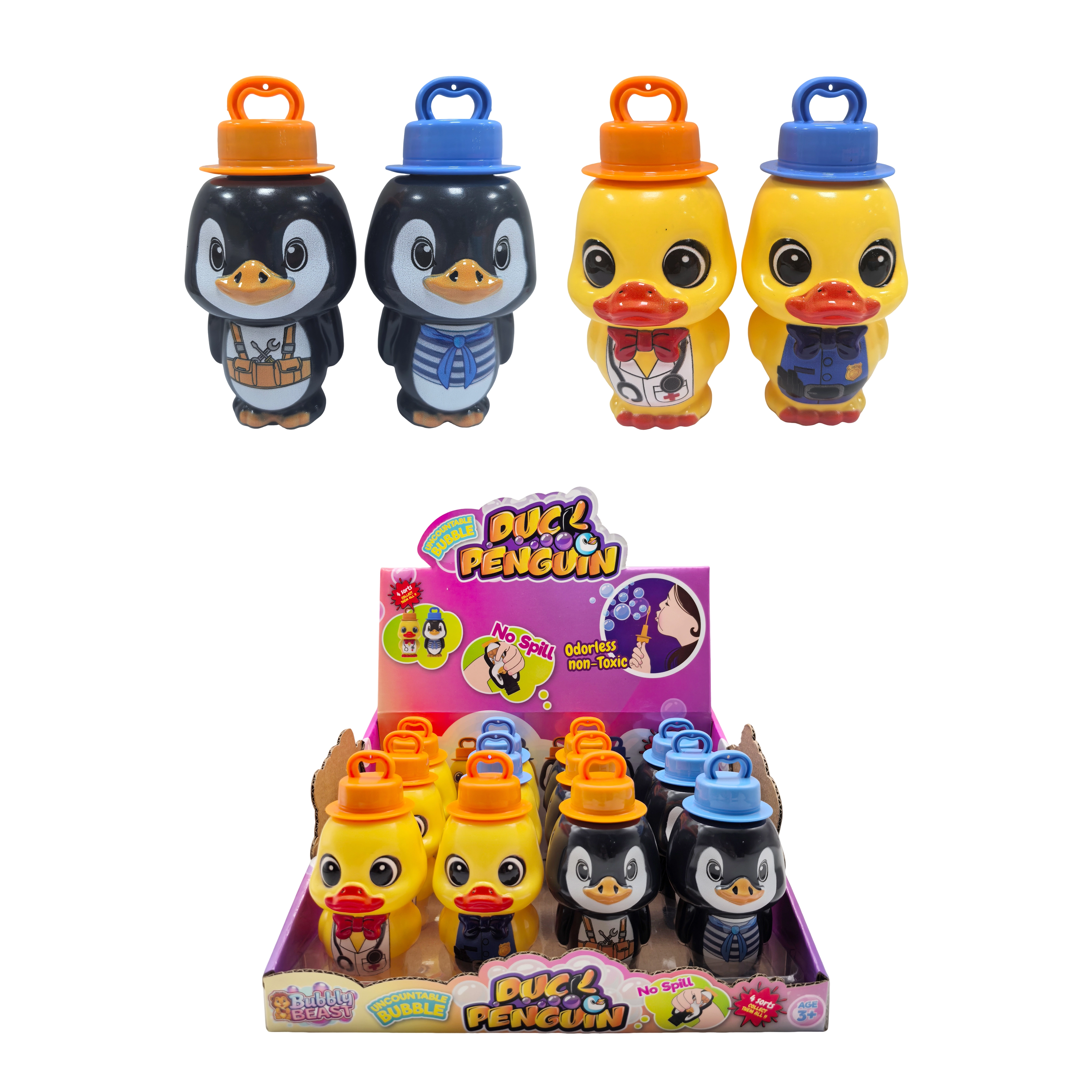 Jouets de plage d'été personnalisés, canard et pingouin à bulles anti-déversement, baguettes à bulles assorties, jeu de bulles en plastique amusant pour garçons et filles 1