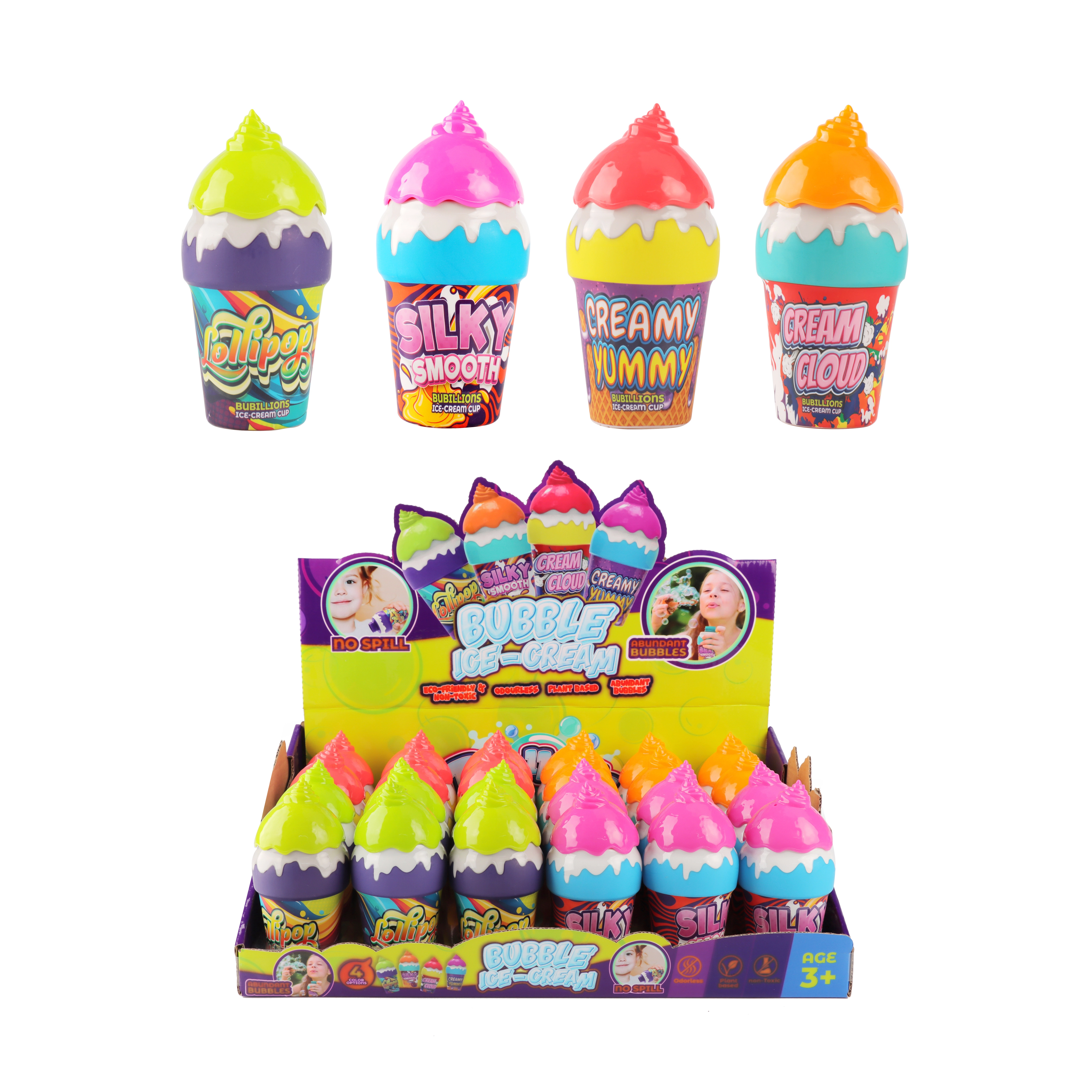 البيع الساخن جديد شكل آيس كريم الفقاعة حوض 40 مل 4 ألوان متنوعة لا يوجد انسكاب فقاعة الفقاعة عصا ألعاب في الهواء الطلق للألعاب للأطفال 1