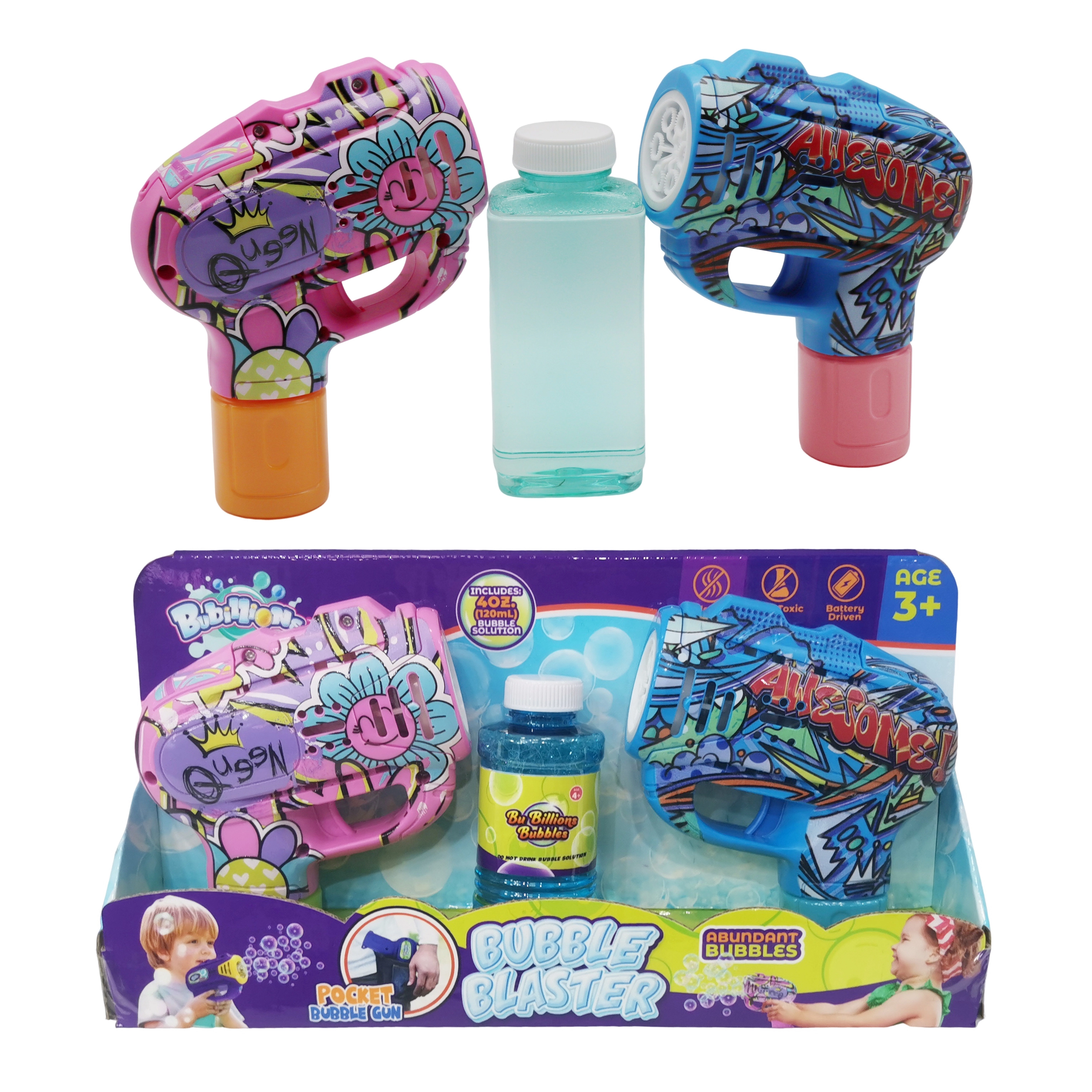 Customized Outdoor Summer Auto Electronic Portable Graffiti Bubble Gun 2PK Mini Electric Pocket Bubble Machine Toy for Children 1