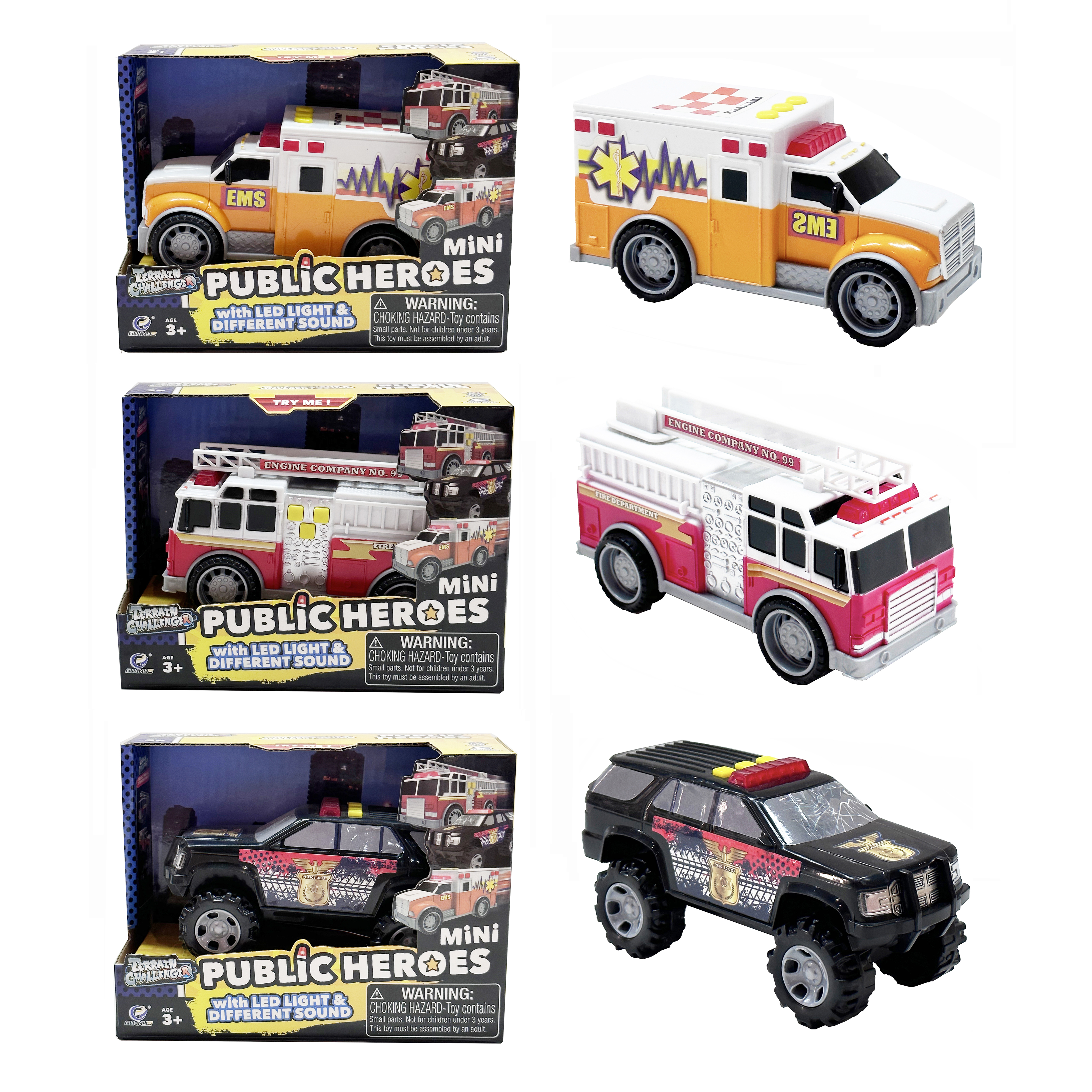 Mixed Slide Ambulance Fire Engine Police Car With Sound And Light Simulation Collection Boys Toys 1