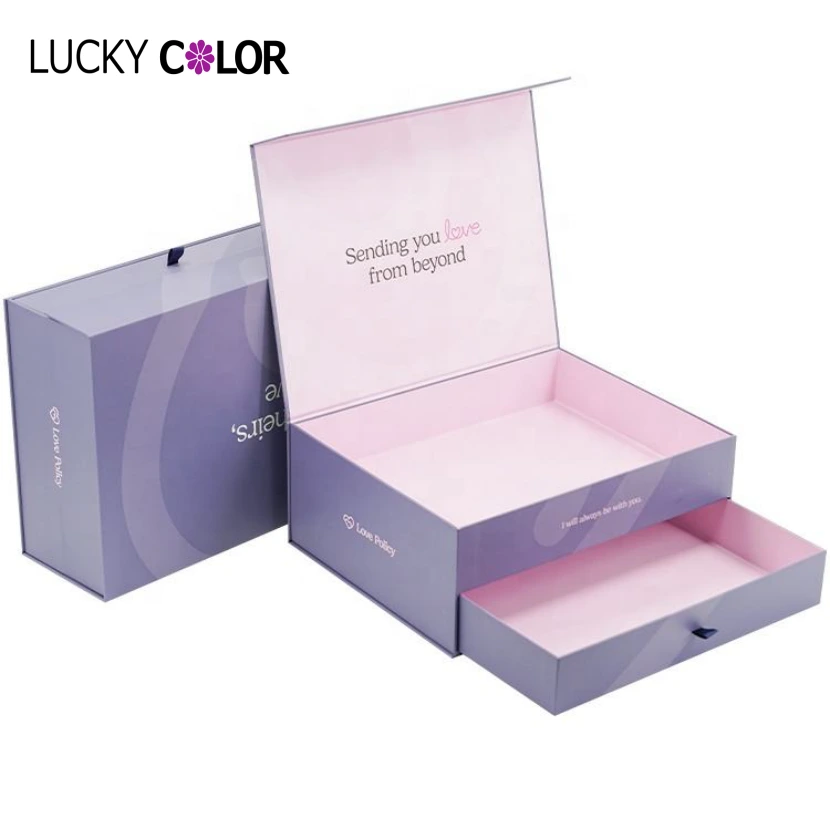 Individuelle Geschenkbox, luxuriöse Hautpflege-Schubladenbox, rosa, doppellagige magnetische Verpackungsbox 1
