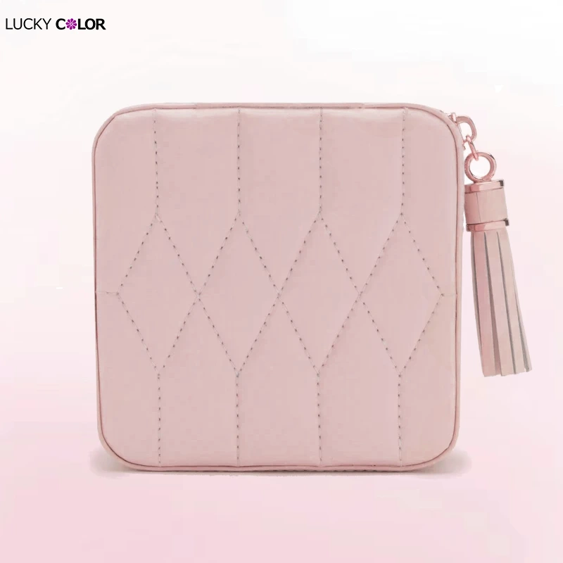 Custom Logo Travel Velvet Storage Case Small Ring Portable  Pu Leather Jewelry Necklace Luxury Gift Packaging Box 1