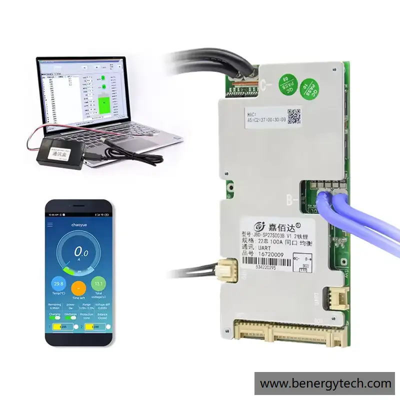 Sistema de gestión de batería 6s-22s 40A 50A 80A 100A LFP NMC 24V 36V 48V 60V 72V BMS inteligente para bicicleta eléctrica 1