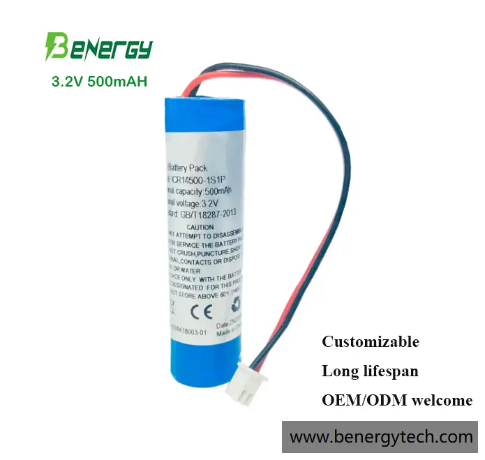 Bateria de lítio recarregável 3.2V 500mAH de célula AA 1