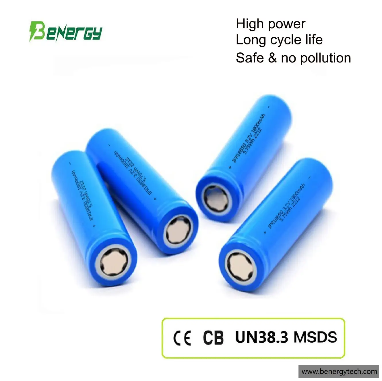 Célula cilíndrica 18650 3.2V 2000mAH da bateria Lifepo4 1