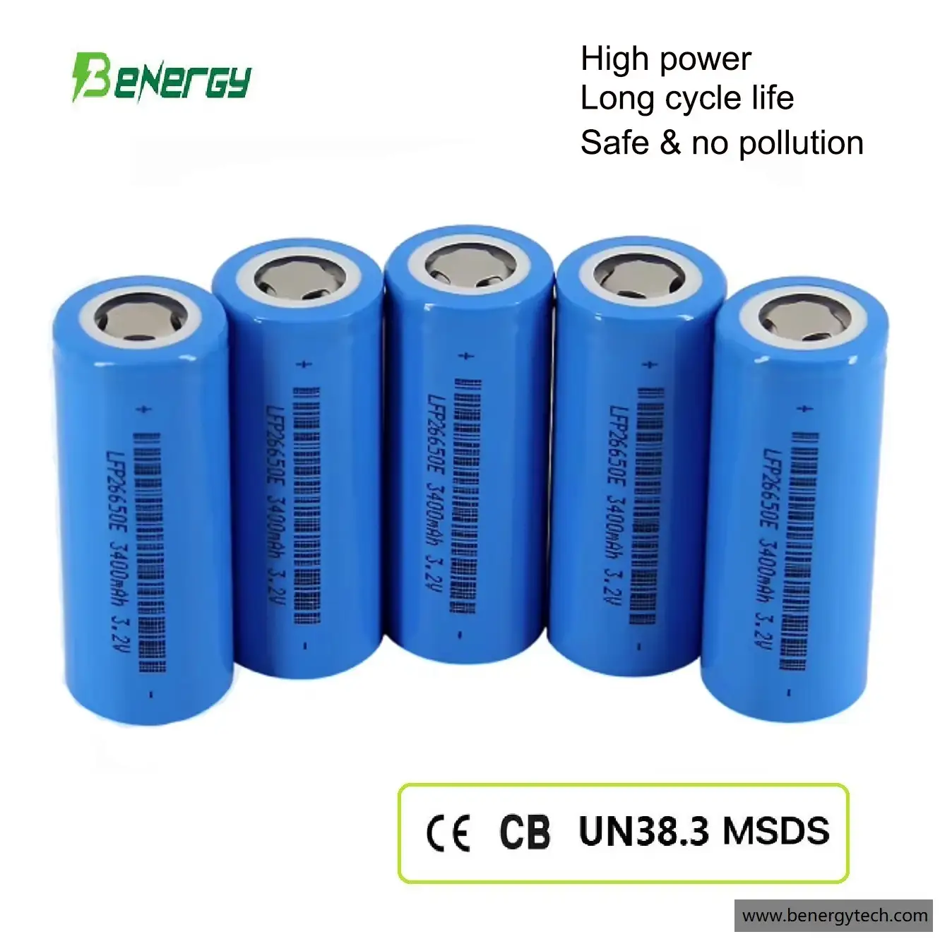 Célula de bateria Lifepo4 26650 baterias recarregáveis ​​de 3,2 V 4000 mAH 1