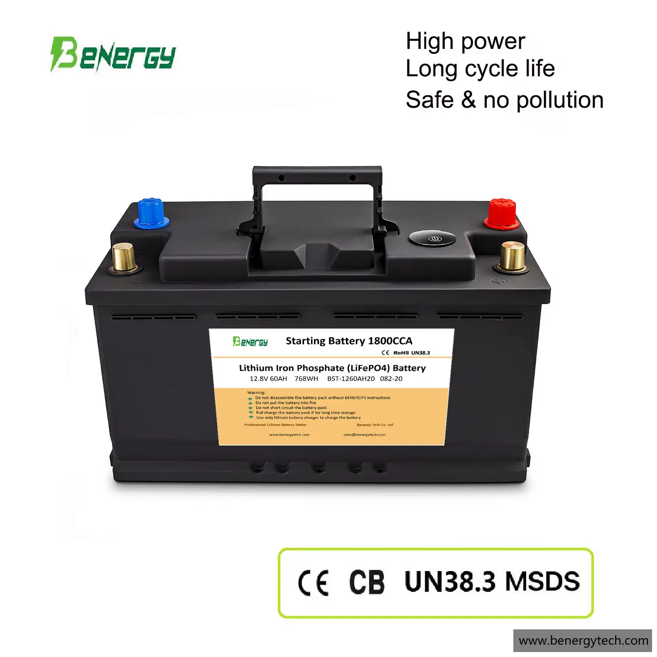 Ciclo profundo 1800CCA bateria de partida de carro bateria de lítio 12v 60ah lifepo4 bateria de carro 1