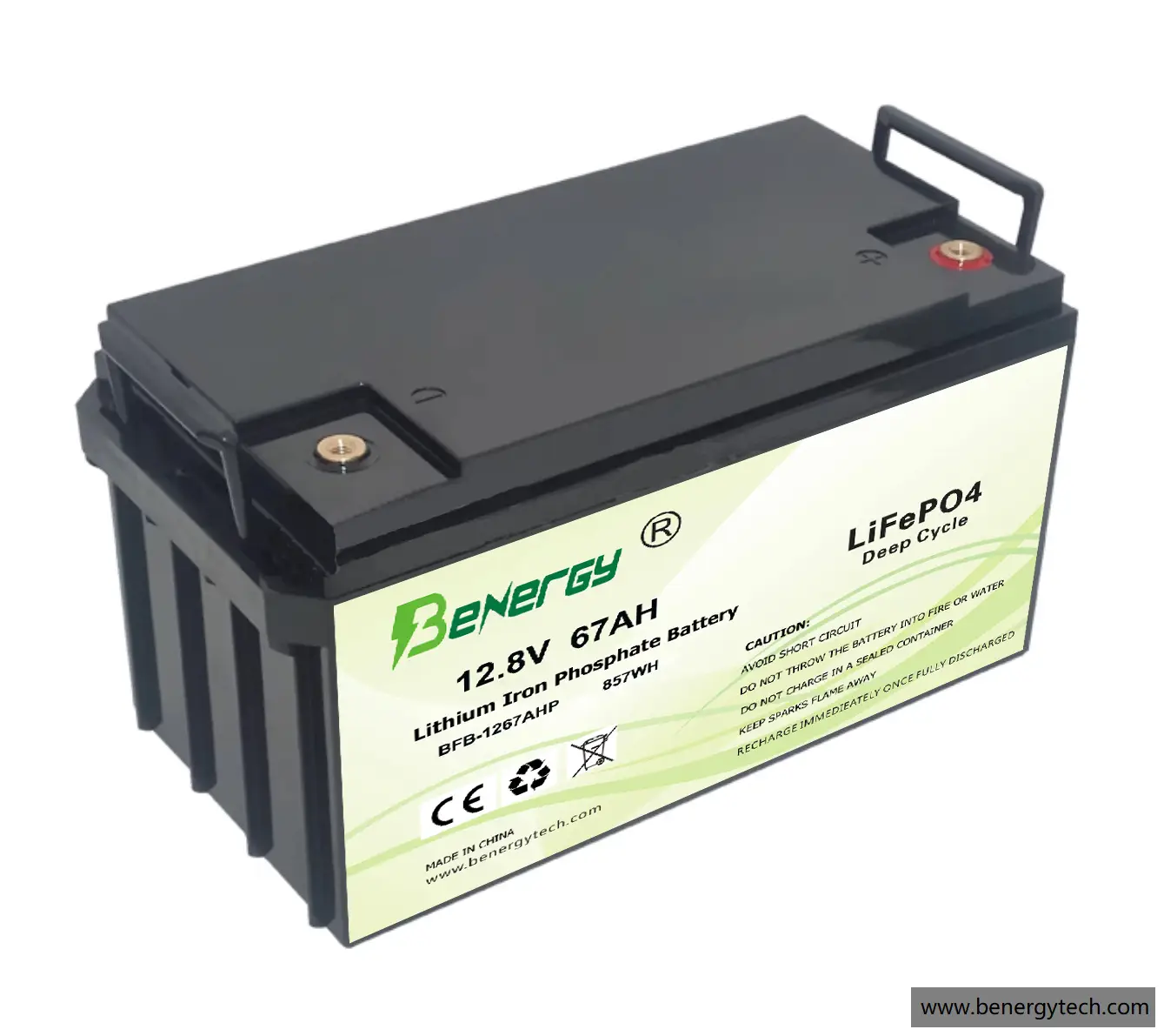 12V 67AH LiFePO4 Lithium Battery Deep Cycle Rechargeable for Robot, Solar system, RV, Electric Vehicles and Power Tools 1