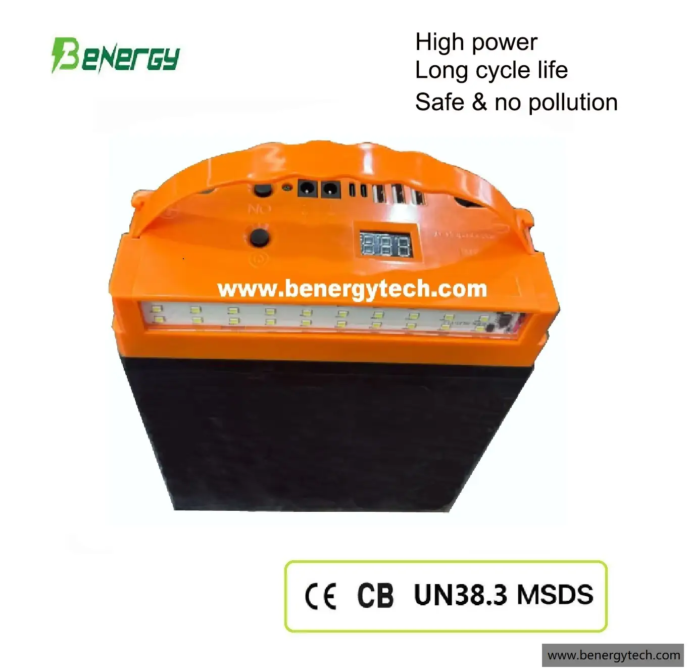 12V 20Ah Deep Cycle Lithium Battery with LED Light & USB Port – Long Life Power Source for Outdoor Gear, Street Vending, Night Fishing, Camping, and DIY Projects 1