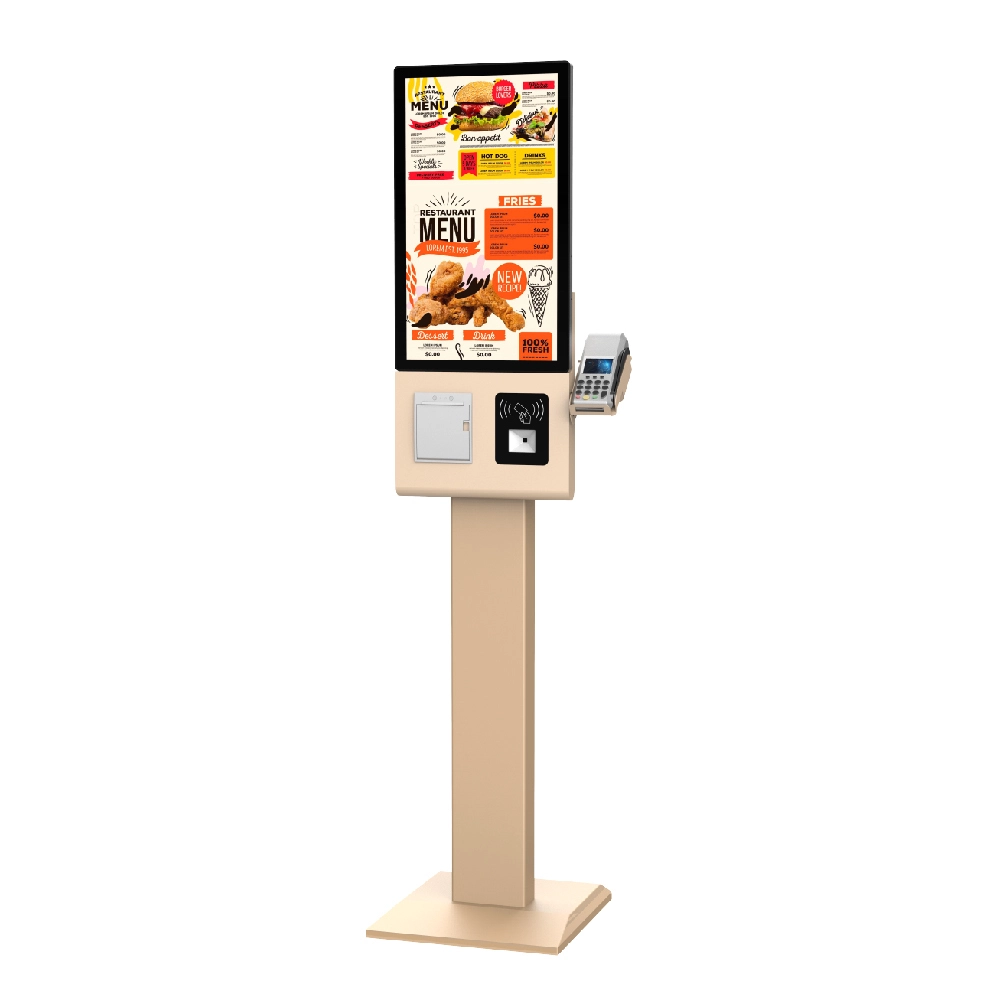 23.8 inch Gold vertical self ordering kiosk with pos holder Android/Windows 1
