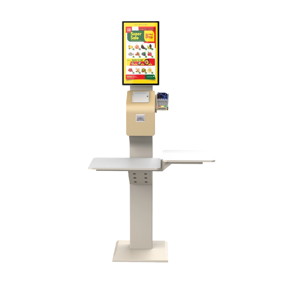 Ergonomic angle adjustable 21.5 vertical supermarket self-service checkout machine 1