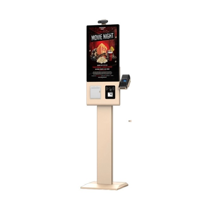 热销工厂 23.8 英寸金色立式自助点餐机，带 POS 支架 Android/Windows 1