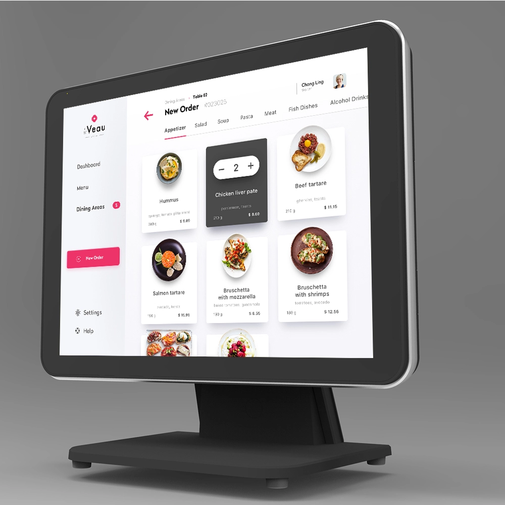 Terminal de cajero Windows 10 con pantalla táctil de 15 pulgadas, máquina registradora todo en uno con sistema POS para restaurante 1