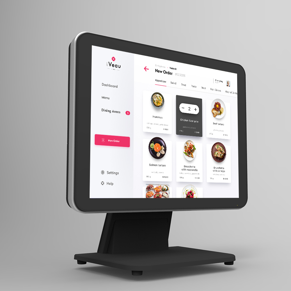 Terminal de caissier Windows 10 à écran tactile de 15 pouces, système de point de vente tout-en-un, caisse enregistreuse pour Restaurant 3
