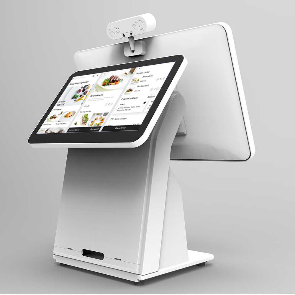 Système de point de vente tout-en-un avec écran tactile de 15,6 pouces et 11,6 pouces, double caisse enregistreuse avec caméra et imprimante, gris 5