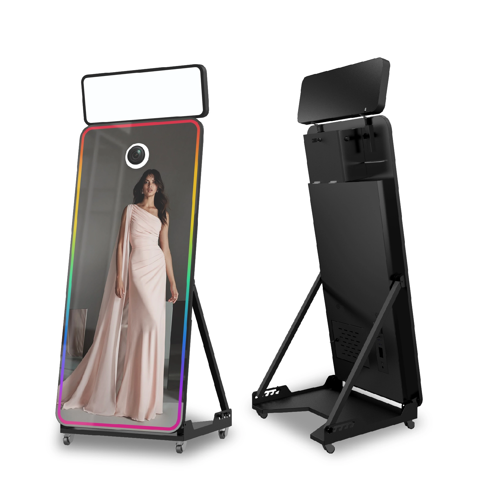 Newest High Quality Magic Mirror Photo Booth Led Frame with 43inch touch screen for rental and drop shipping-1742984670651947 1