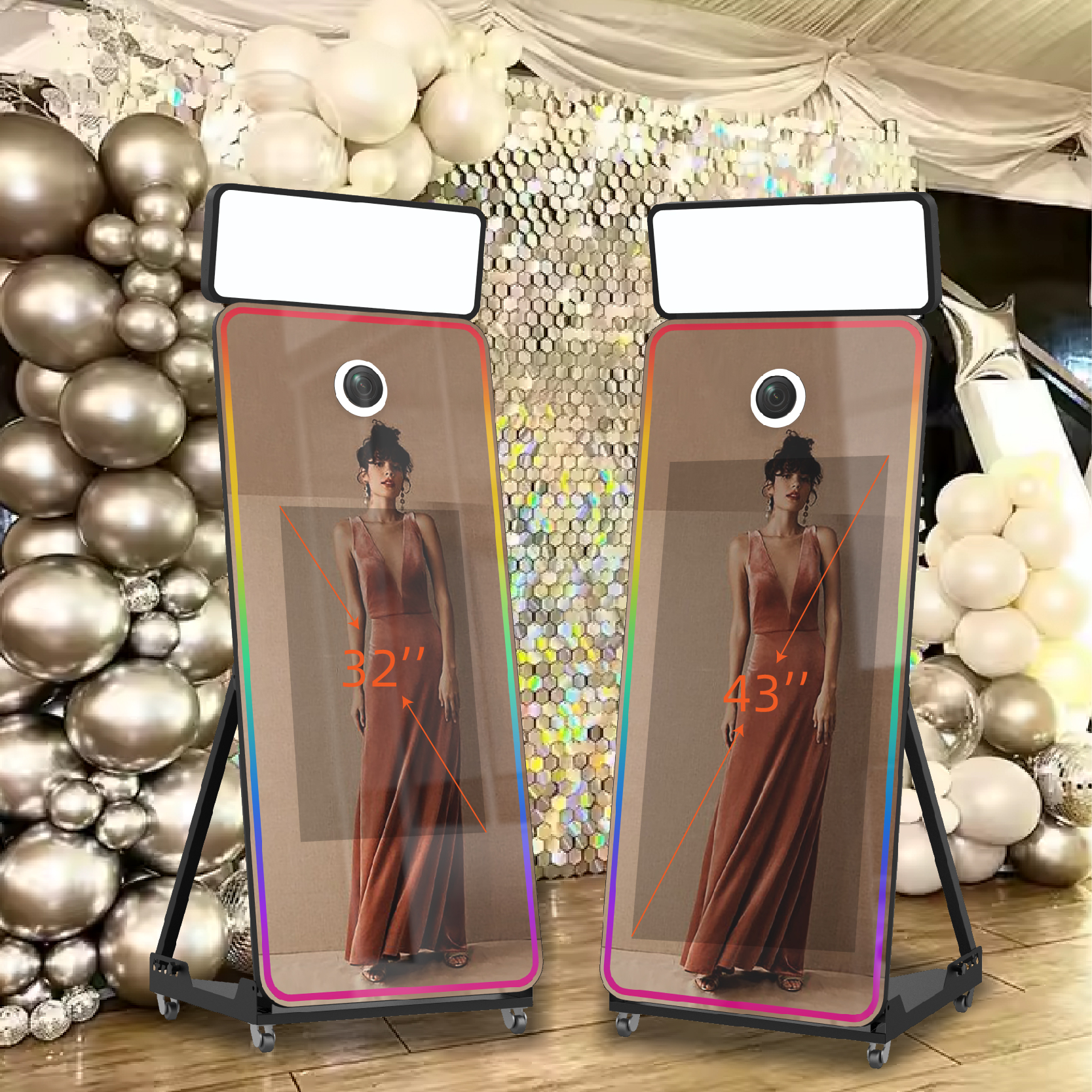 Newest High Quality Magic Mirror Photo Booth Led Frame with 43inch touch screen for rental and drop shipping-1742984670651947 2