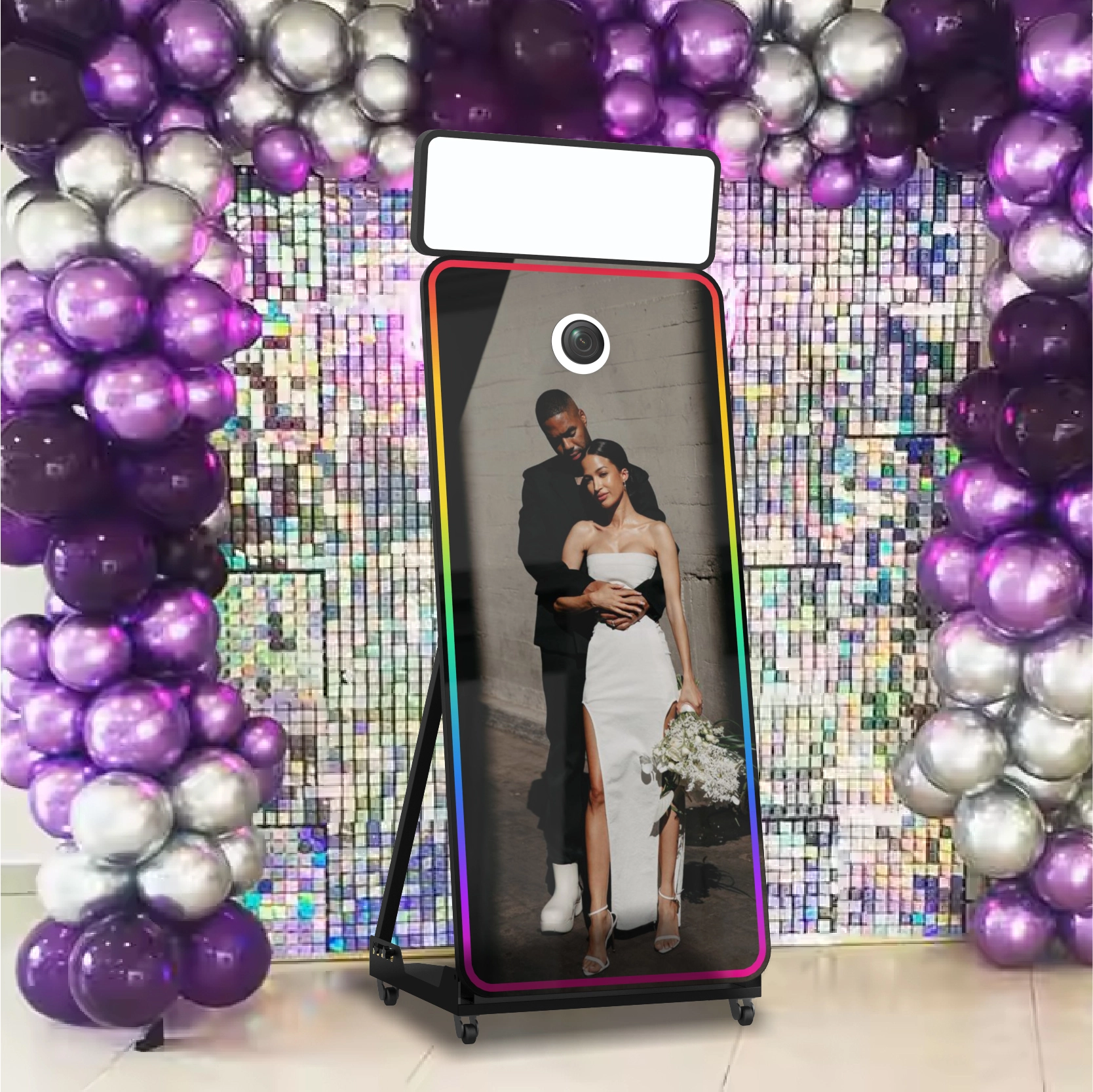 Newest High Quality Magic Mirror Photo Booth Led Frame with 43inch touch screen for rental and drop shipping-1742984748410234 1