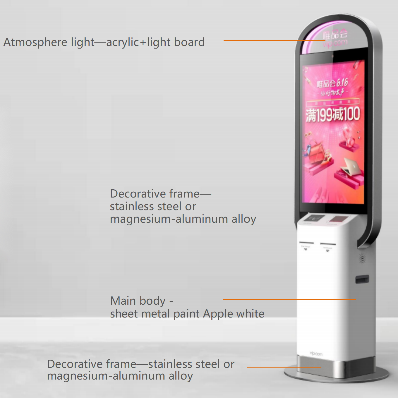 Kiosque des visiteurs intelligents de 43 pouces: conception élégante · Expérience premium · Élégance technologique 5