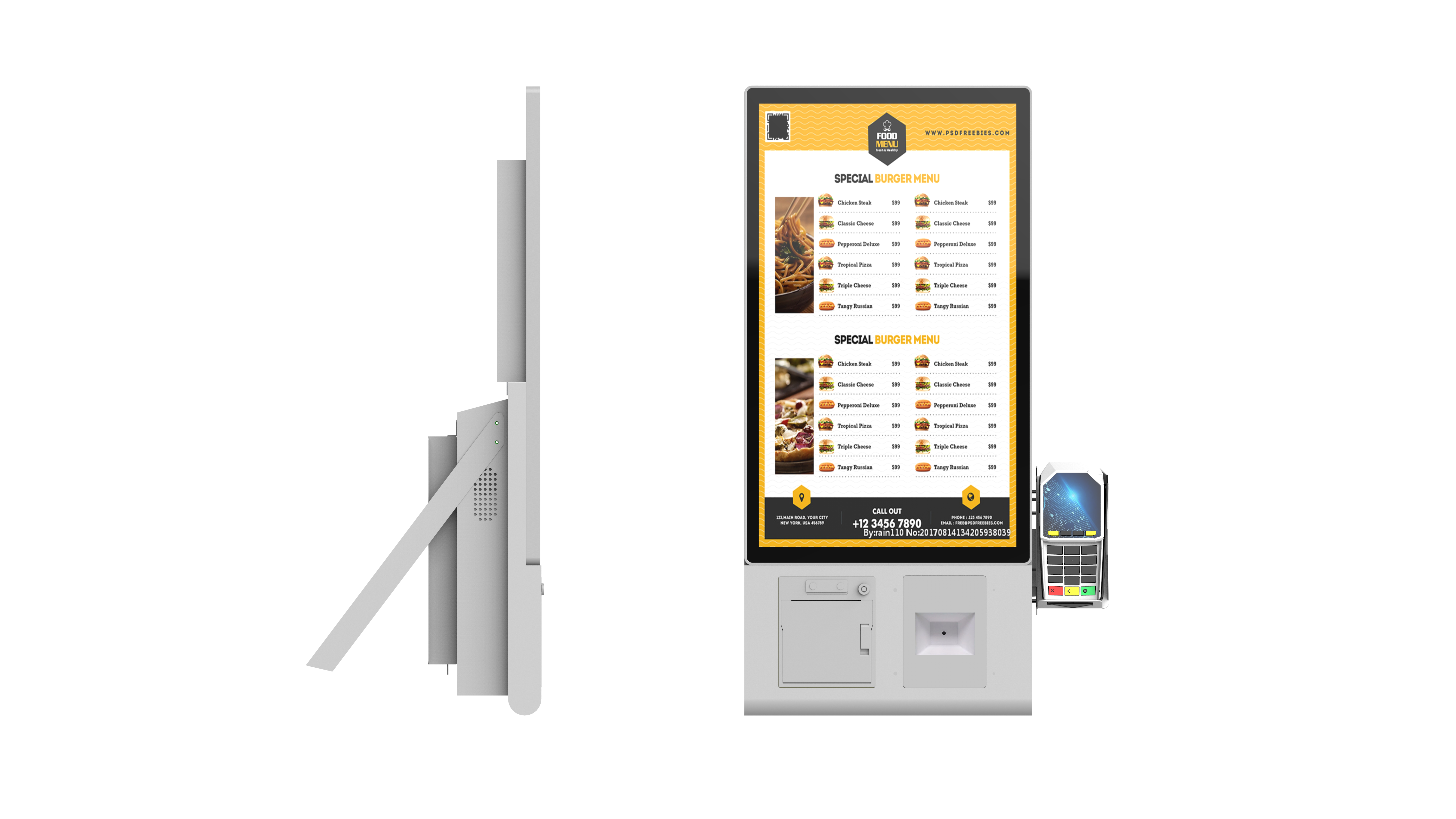 Kios Pemesanan Swalayan 21,5 inci Desktop Layar Sentuh POS Ritel Tunggal untuk Restoran 3