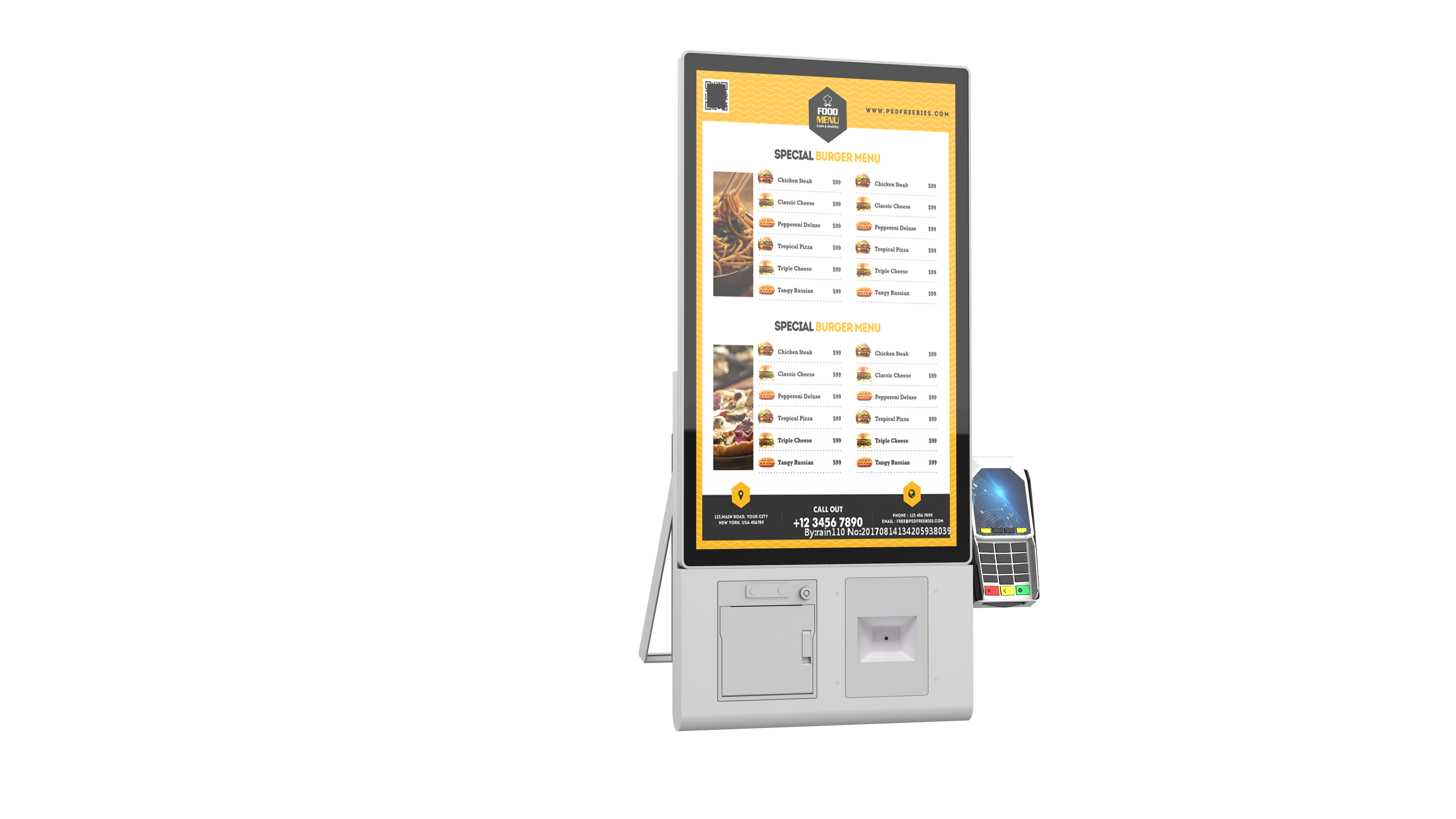 Kios Pemesanan Swalayan 21,5 inci Desktop Layar Sentuh POS Ritel Tunggal untuk Restoran 2