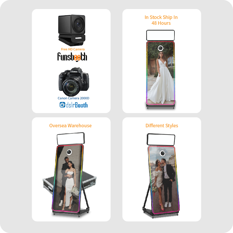 Hochwertige Fotokabine mit Touchscreen-Spiegel für Hochzeiten und Partys: 65-Zoll-Fotokabine mit Touchscreen-Spiegel zu verkaufen 6