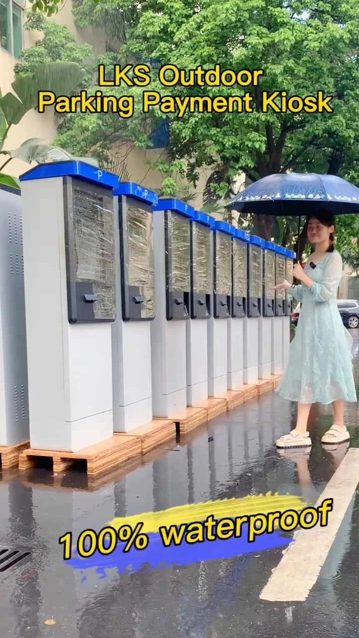 Quiosque de pagamento de estacionamento com tela sensível ao toque de 21,5 polegadas em chapa de aço laminado a frio, leitor de cartão, Windows 11, à prova d&#39;água IP65, com aceitador de notas e impressora. 1