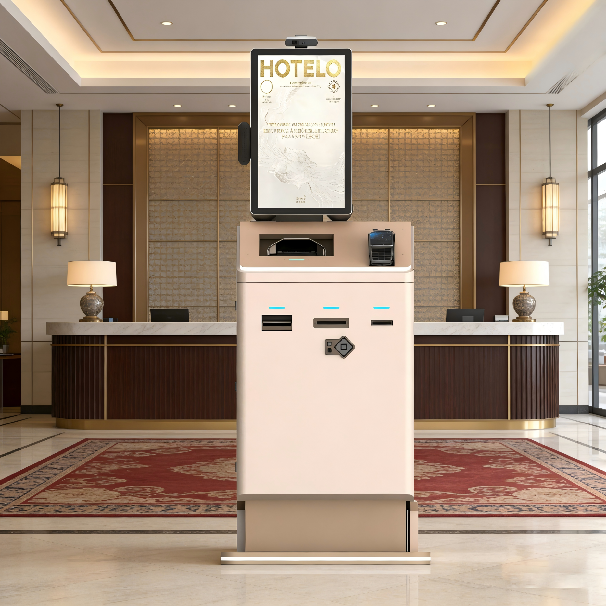 Borne d'enregistrement d'hôtel intelligente en libre-service sur pied de 21,5 pouces 1
