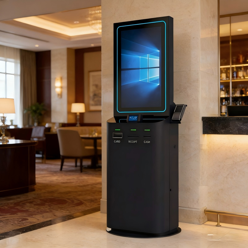 Borne d'enregistrement libre-service commerciale avec distributeur de cartes et imprimante de reçus pour usage hôtelier 2
