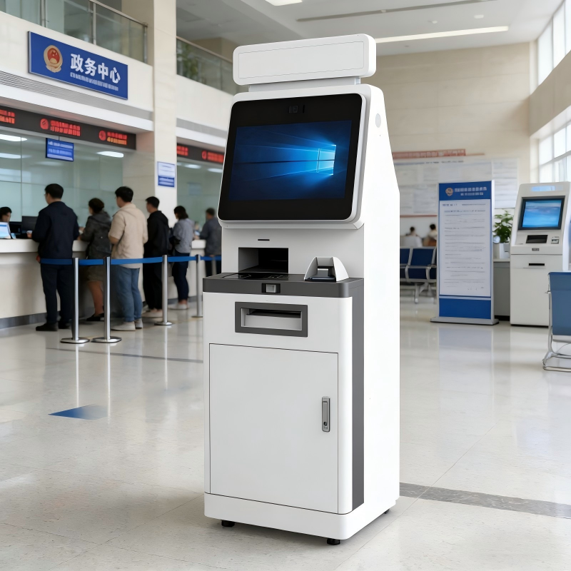 Terminal inteligente de autoatendimento para órgãos governamentais e de saúde, com verificação de identidade e impressão em A4. 2