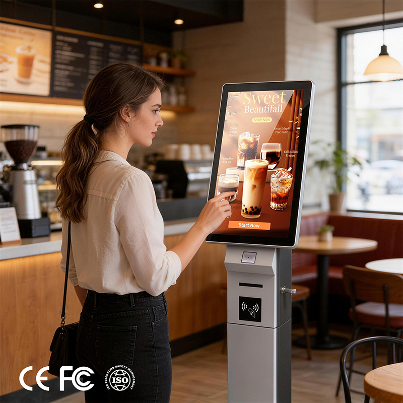 21.5 / 23.8 Inch Floor Standing Self-Service Kiosk For Ordering Use 1