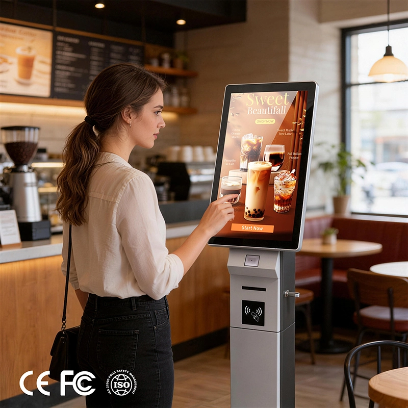 21.5 / 23.8 Inch Floor Standing Self-Service Kiosk For Ordering Use 1