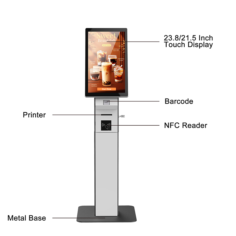21.5 / 23.8 Inch Floor Standing Self-Service Kiosk For Ordering Use 3