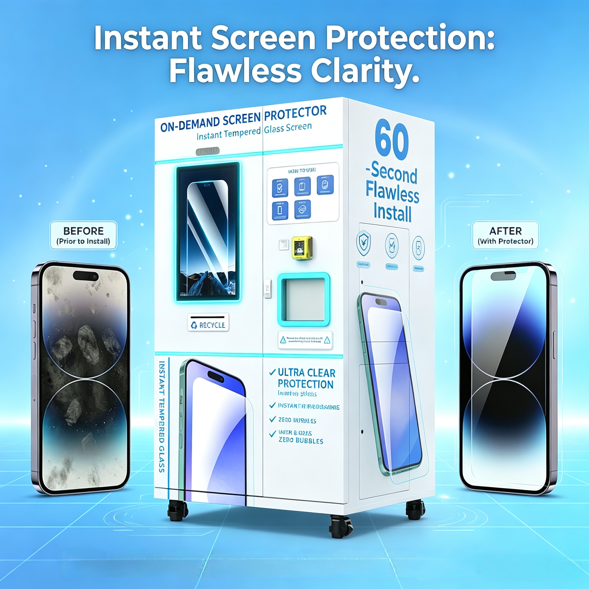 Distributeur automatique de protections d'écran IA – Borne d'application de films pour smartphones 3