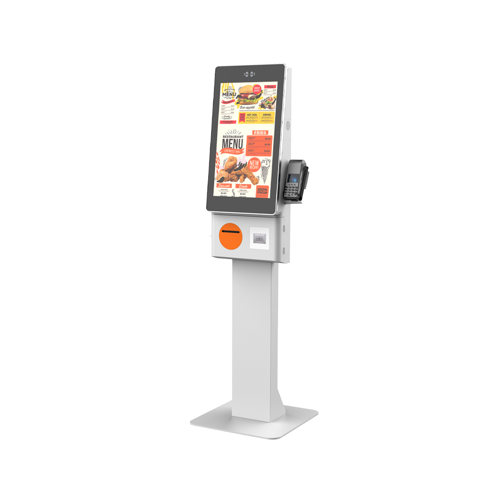 Quiosco de autoservicio independiente LOTUS Series de 23,8" y 27", terminal de pago táctil para restaurantes con impresora térmica. 3