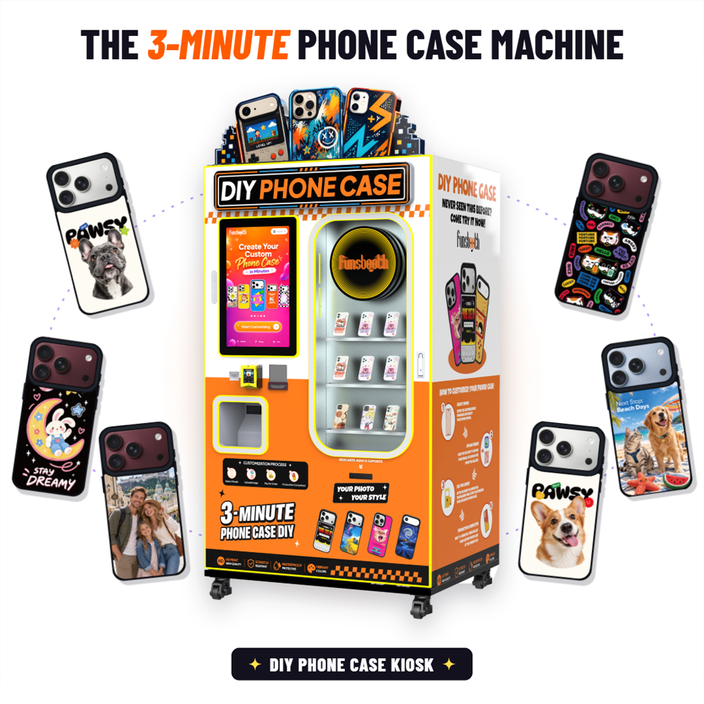 Distributeur automatique de coques de téléphone personnalisées en libre-service, borne tactile capacitive de 21,5 pouces avec impression UV, accepte les paiements en espèces, par carte bancaire et par code QR. 4