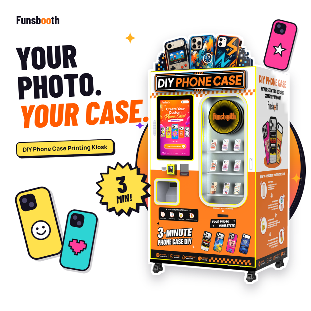 Borne interactive de coques de téléphone souvenirs personnalisées | Impression UV sur site, libre-service, pour sites touristiques et parcs d'attractions 7