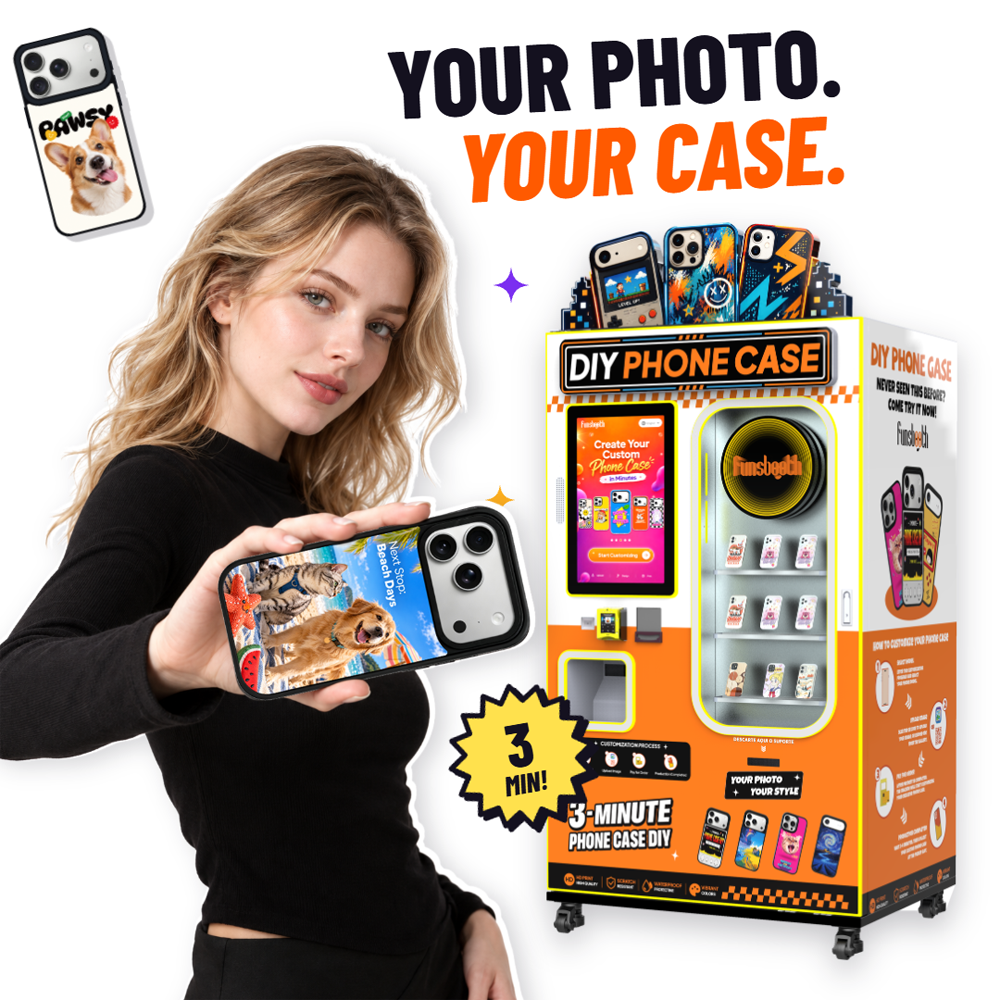 Distributeur automatique de coques de téléphone personnalisées en libre-service, borne tactile capacitive de 21,5 pouces avec impression UV, accepte les paiements en espèces, par carte bancaire et par code QR. 2