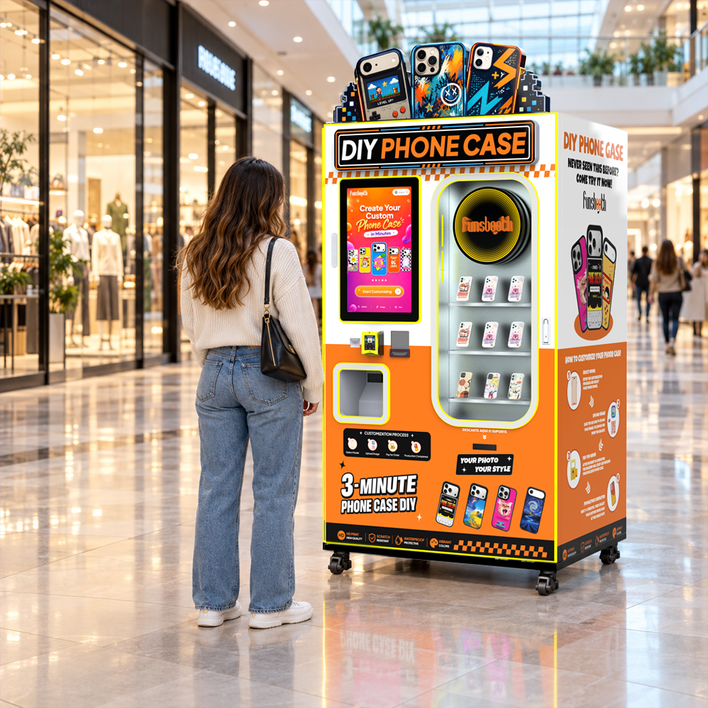 Borne interactive de coques de téléphone souvenirs personnalisées | Impression UV sur site, libre-service, pour sites touristiques et parcs d'attractions 8
