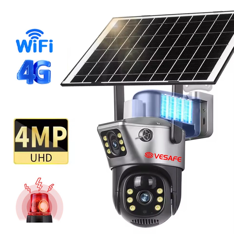 4MP V380 Pro デュアルレンズ ソーラー チャージ カメラ - VESAFE 1