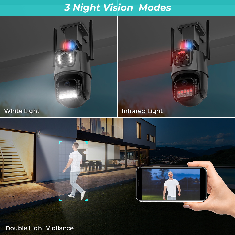 Caméra IP Cctv Ptz à double objectif de surveillance 4k 4