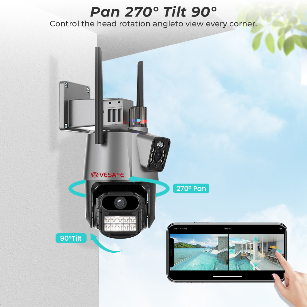 Caméra IP Cctv Ptz à double objectif de surveillance 4k 5