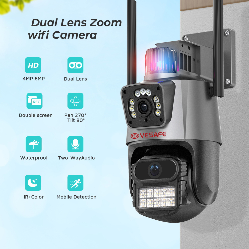 Caméra IP Cctv Ptz à double objectif de surveillance 4k 2