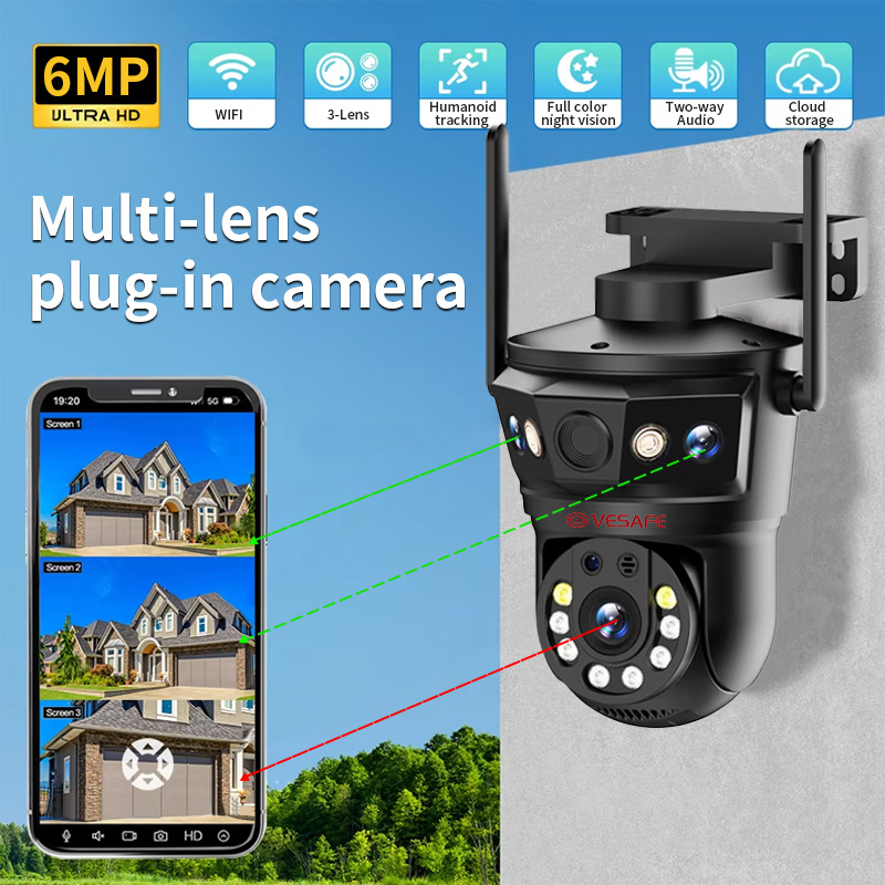 Caméra IP de sécurité PTZ CCTV multi-objectifs 2