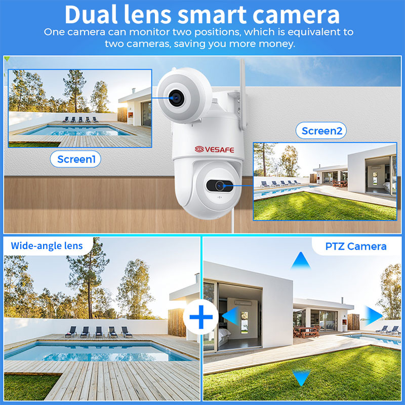 Caméra de vidéosurveillance de sécurité à double objectif 8mp 4k 6