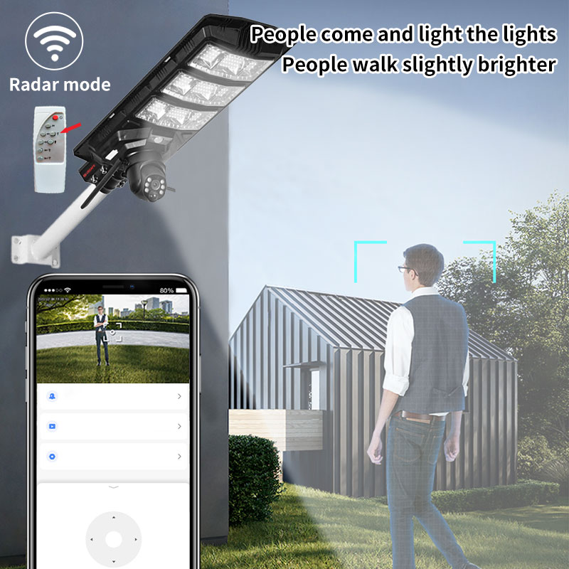 Luz de calle de 300 W Cámara de seguridad solar de 24 W 2
